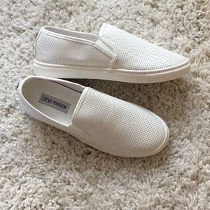 Steve Madden White Slip Ons